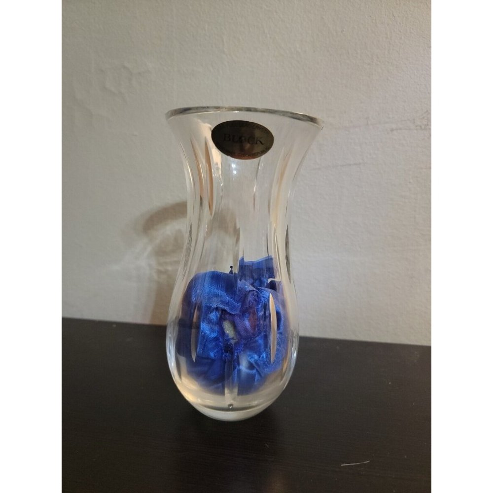Block Crystal Mouth Blown  Decorative Glass  Vase Pre-owned